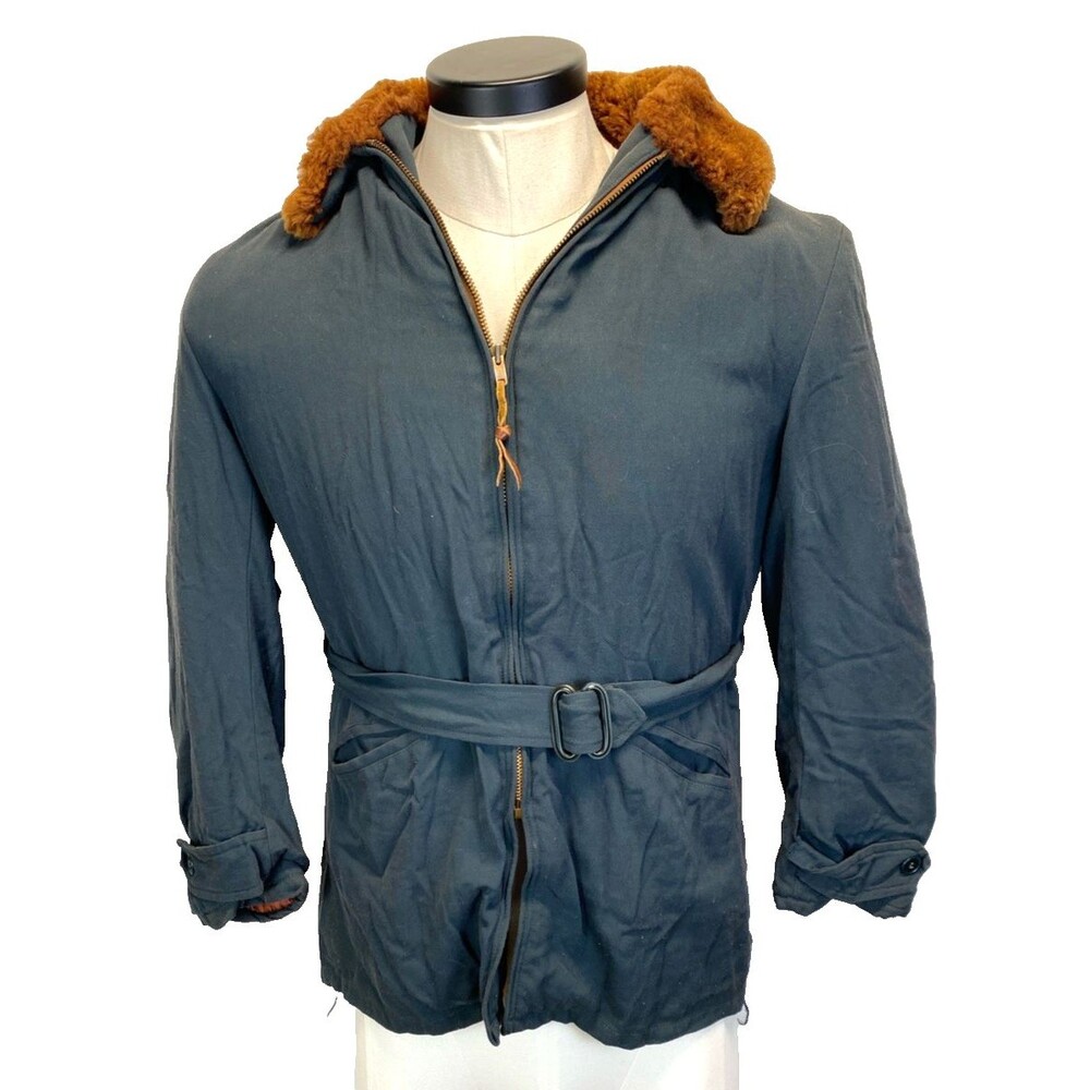 Field & Stream Gordon & Ferguson Fur Collar Lined Jacket Green 40" Chest Belted